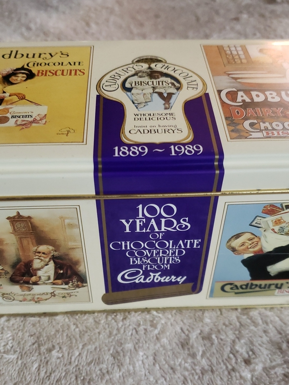 Vintage 1989 Cadbury 100 Years Of Chocolate Covered Biscuits Collectable Tin